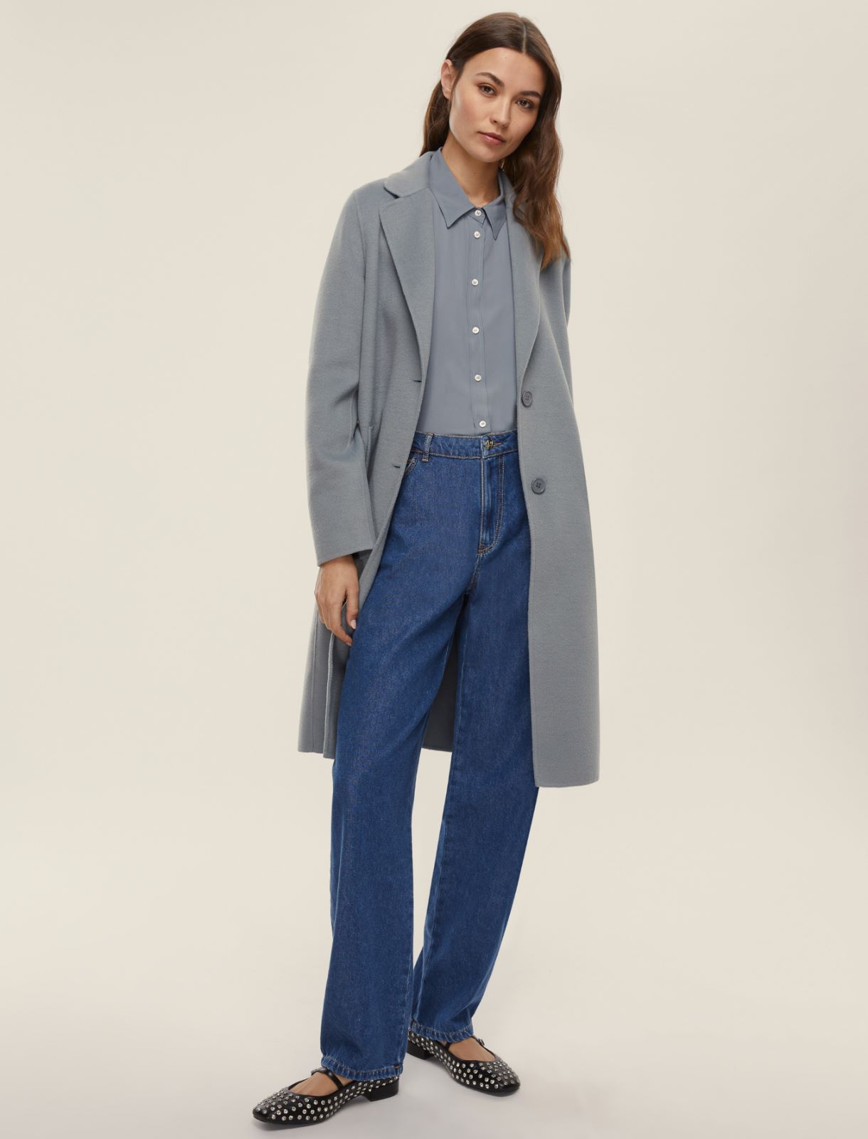 Cappotto monopetto in double - AZZURRO - Emme