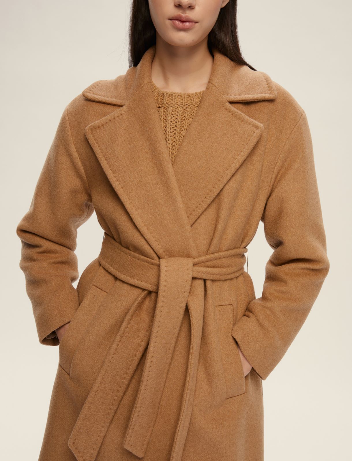 Double-faced cloth coat - CAMEL - Emme - 4