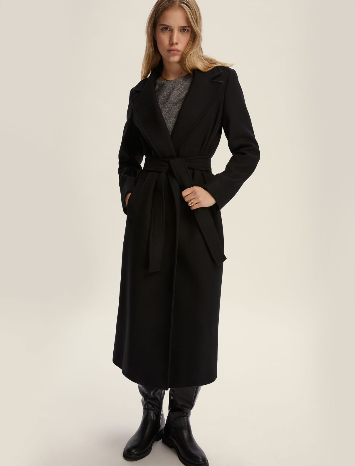 Cappotto in panno doppio diagonale - NERO - Emme - 3