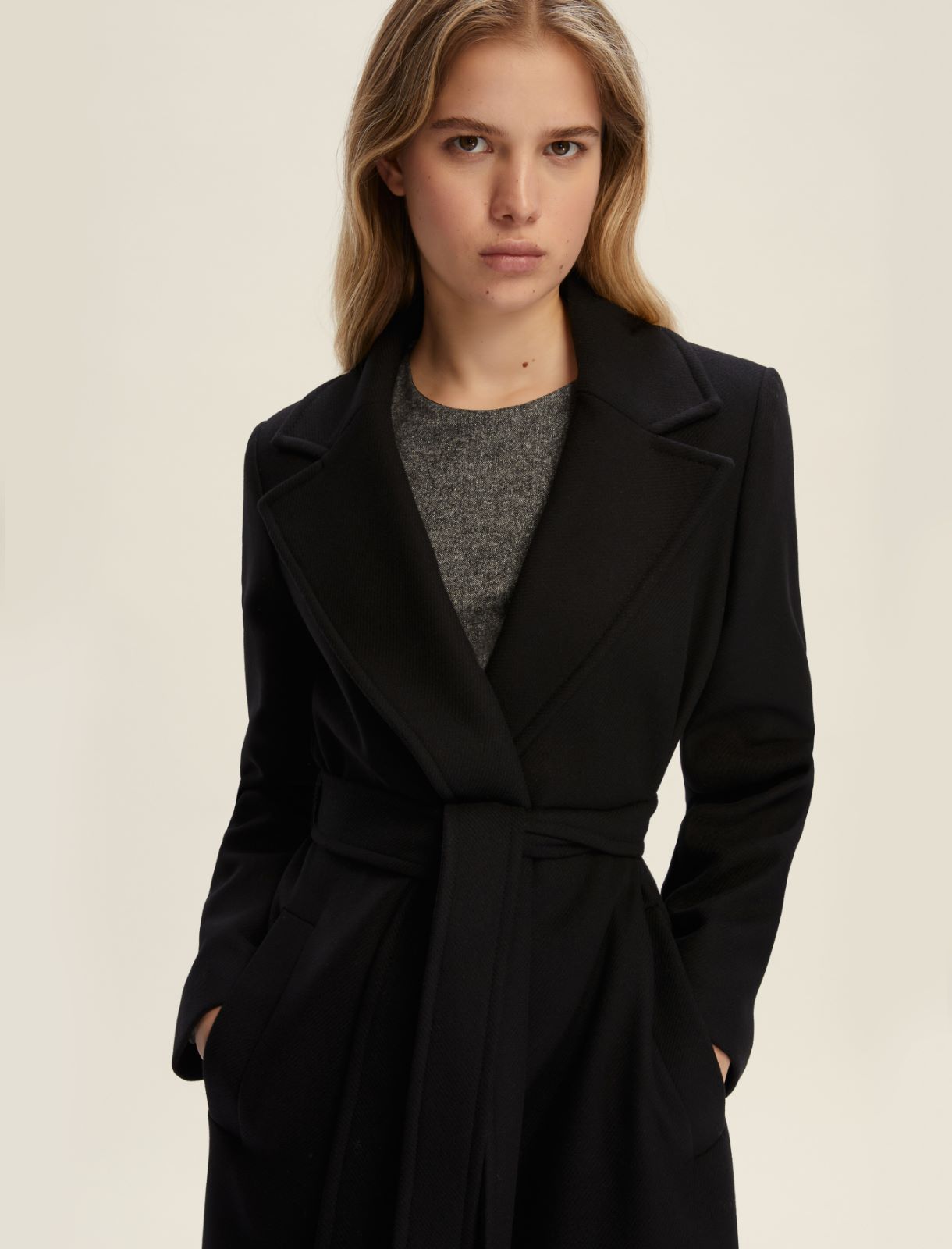 Cappotto in panno doppio diagonale - NERO - Emme - 4