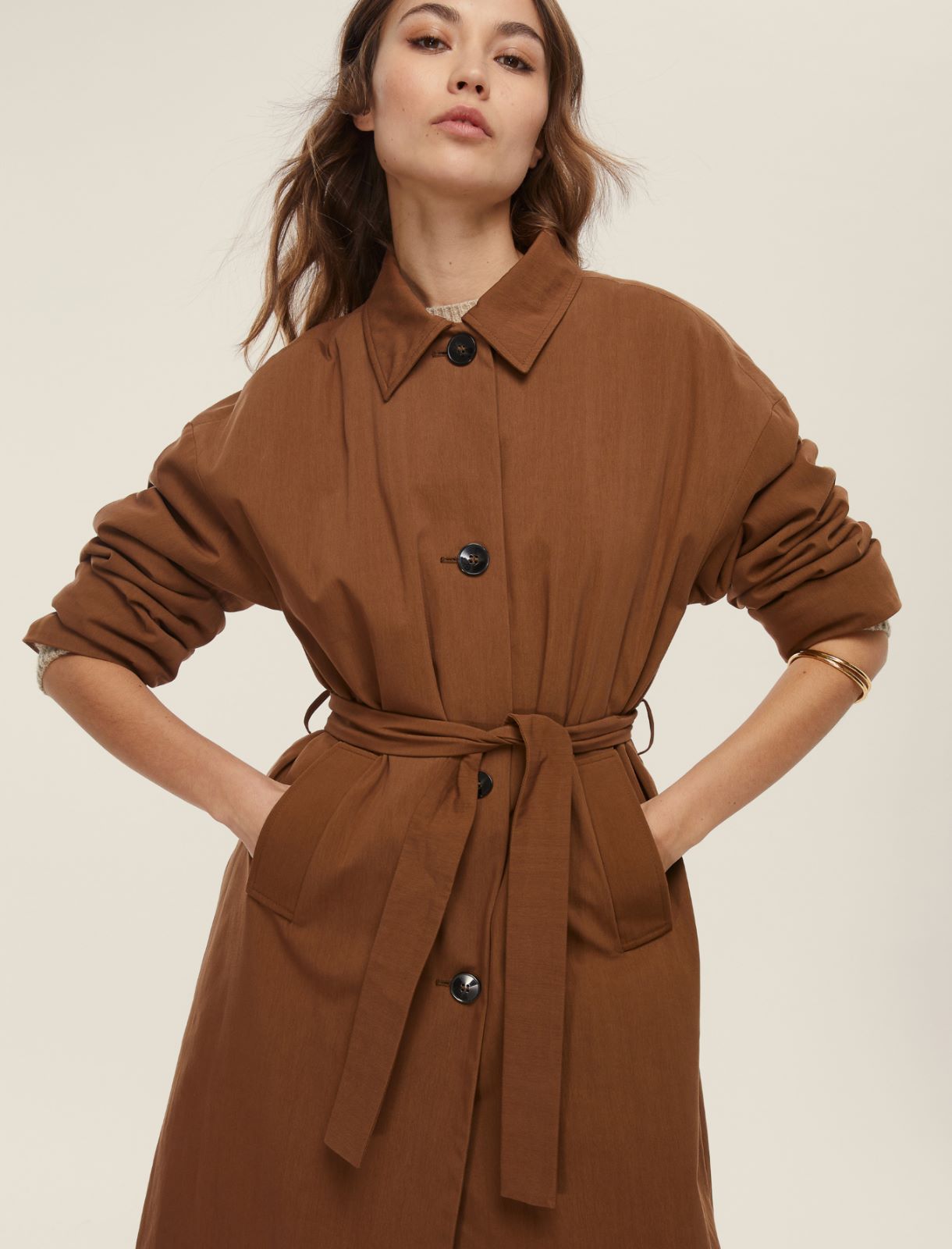 Impermeabile in gabardina antigoccia - CIOCCOLATO - Emme - 3