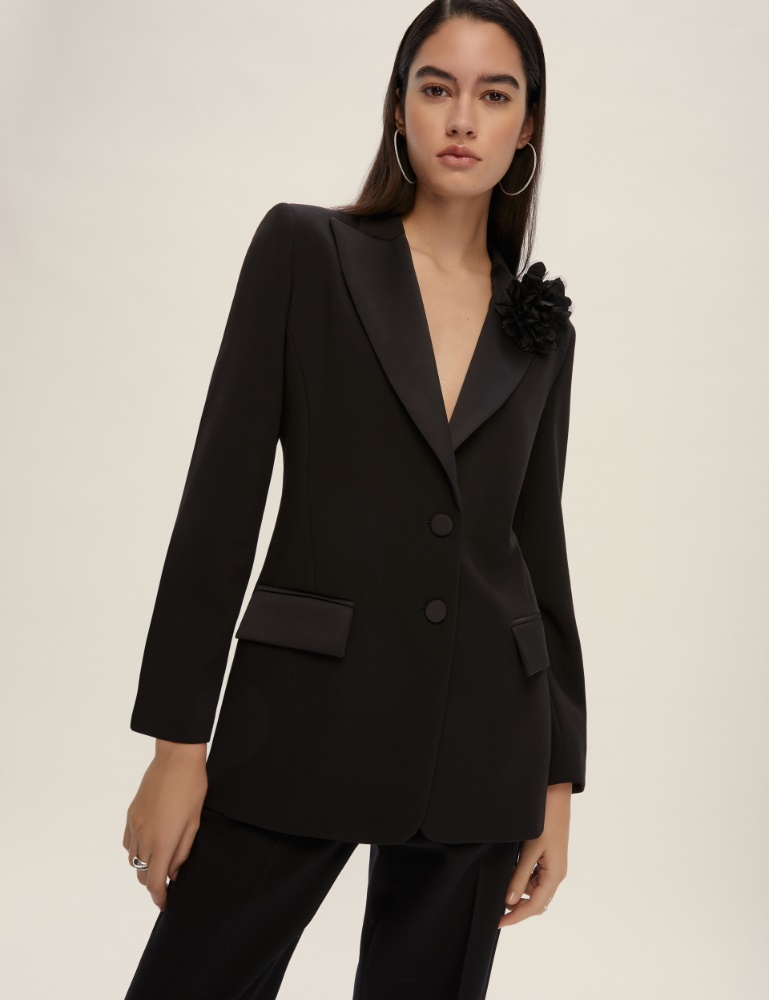 Single-breasted blazer with a satin neckline - Emme