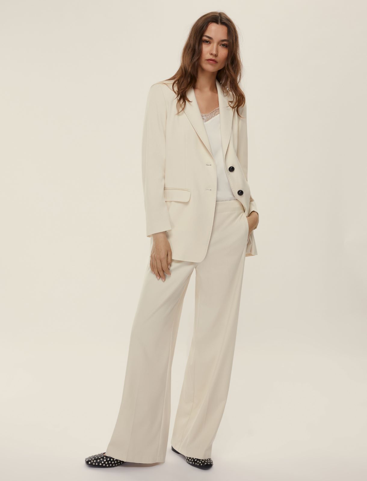 Giacca in flanella stretch - BIANCO LANA - Emme