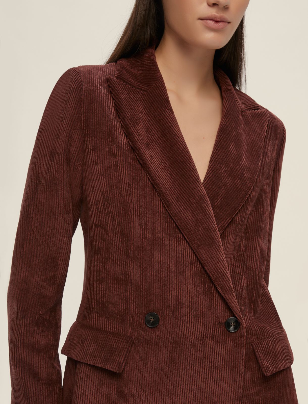 Double-breasted corduroy blazer - BORDEAUX - Emme - 4