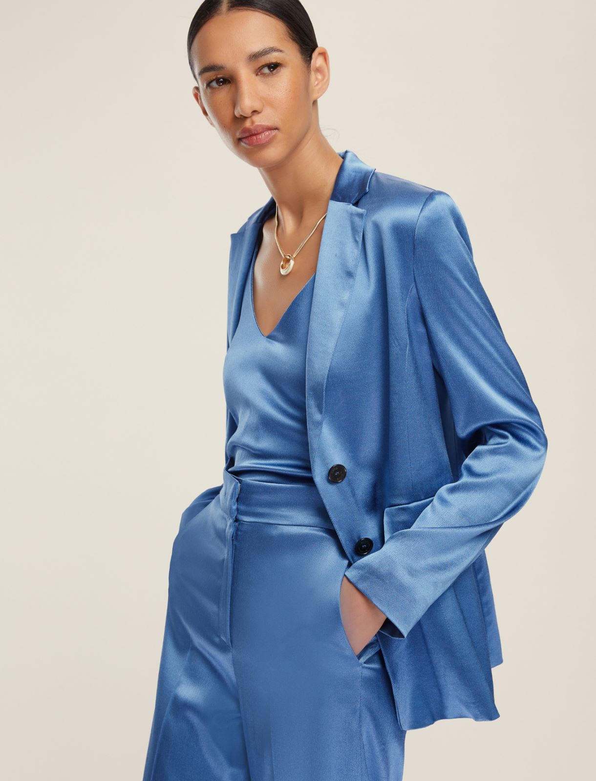 Blazer in raso - TURCHESE - Emme - 3