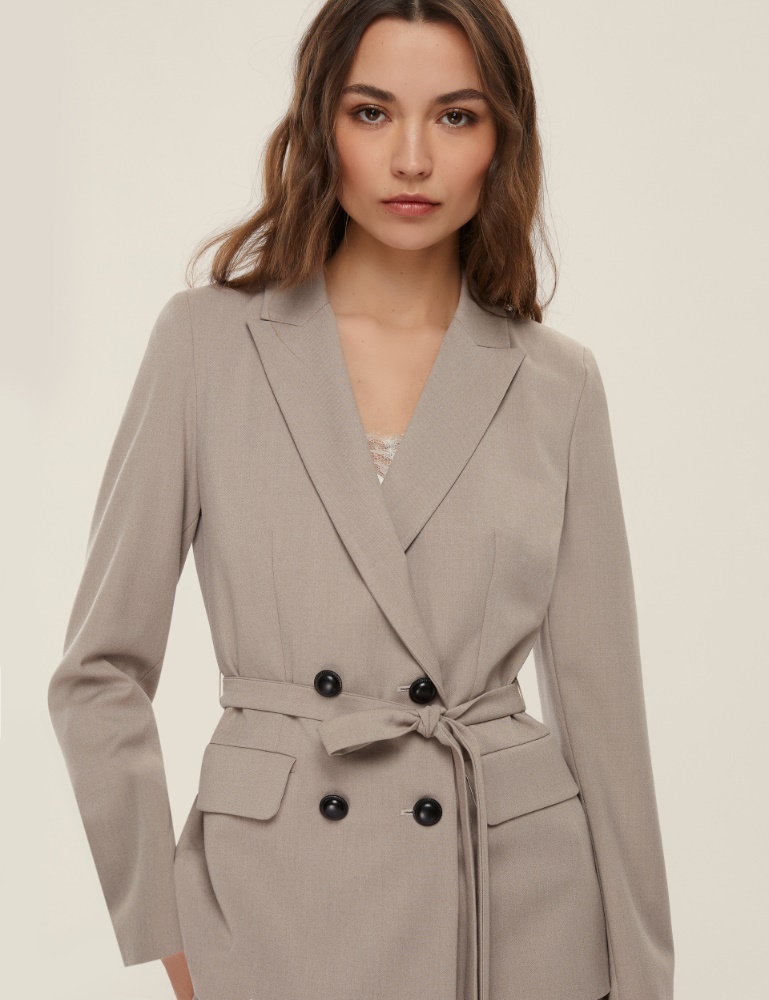 Blazer doppiopetto in flanella con cintura - Emme - 4