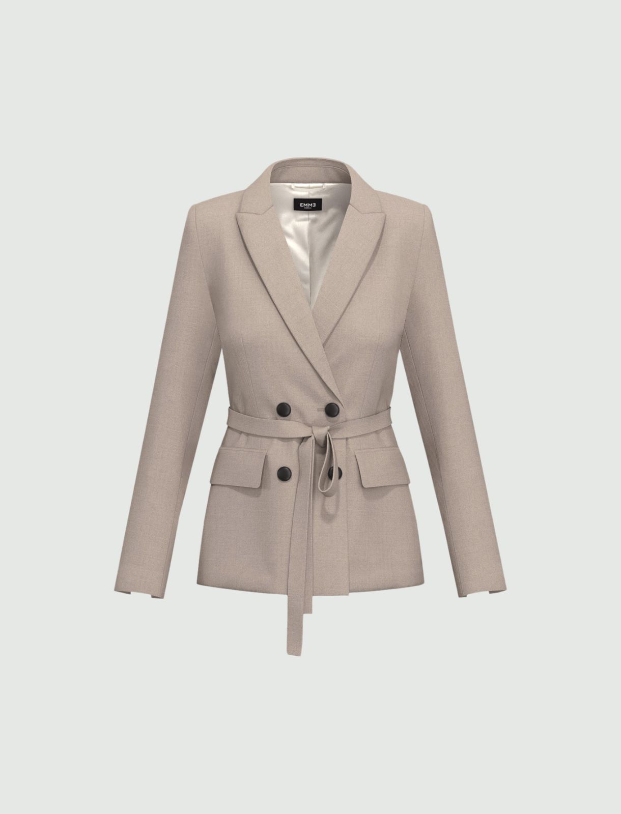 Blazer doppiopetto in flanella con cintura - SABBIA - Emme - 5
