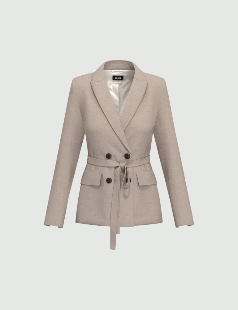 Blazer doppiopetto in flanella con cintura - Emme - 5