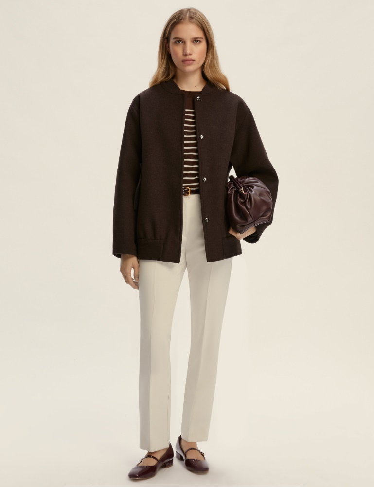 Cappotto bomber in misto lana - TESTA DI MORO