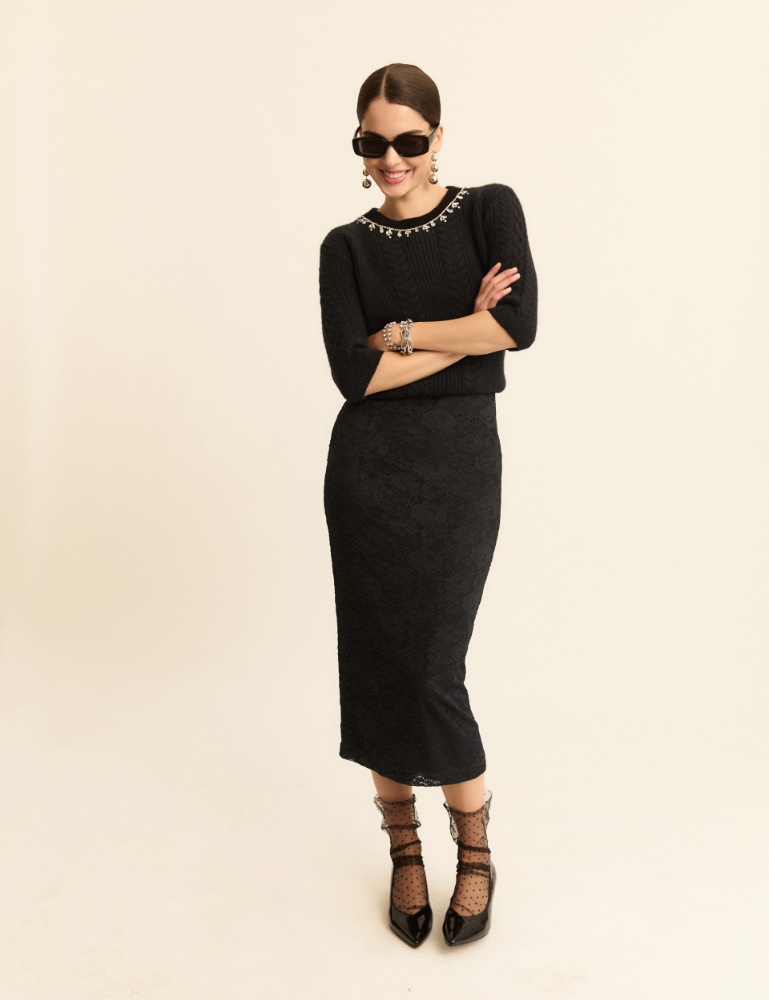 Stretch lace pencil skirt - Emme