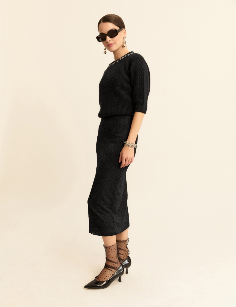 Stretch lace pencil skirt - Emme - 4