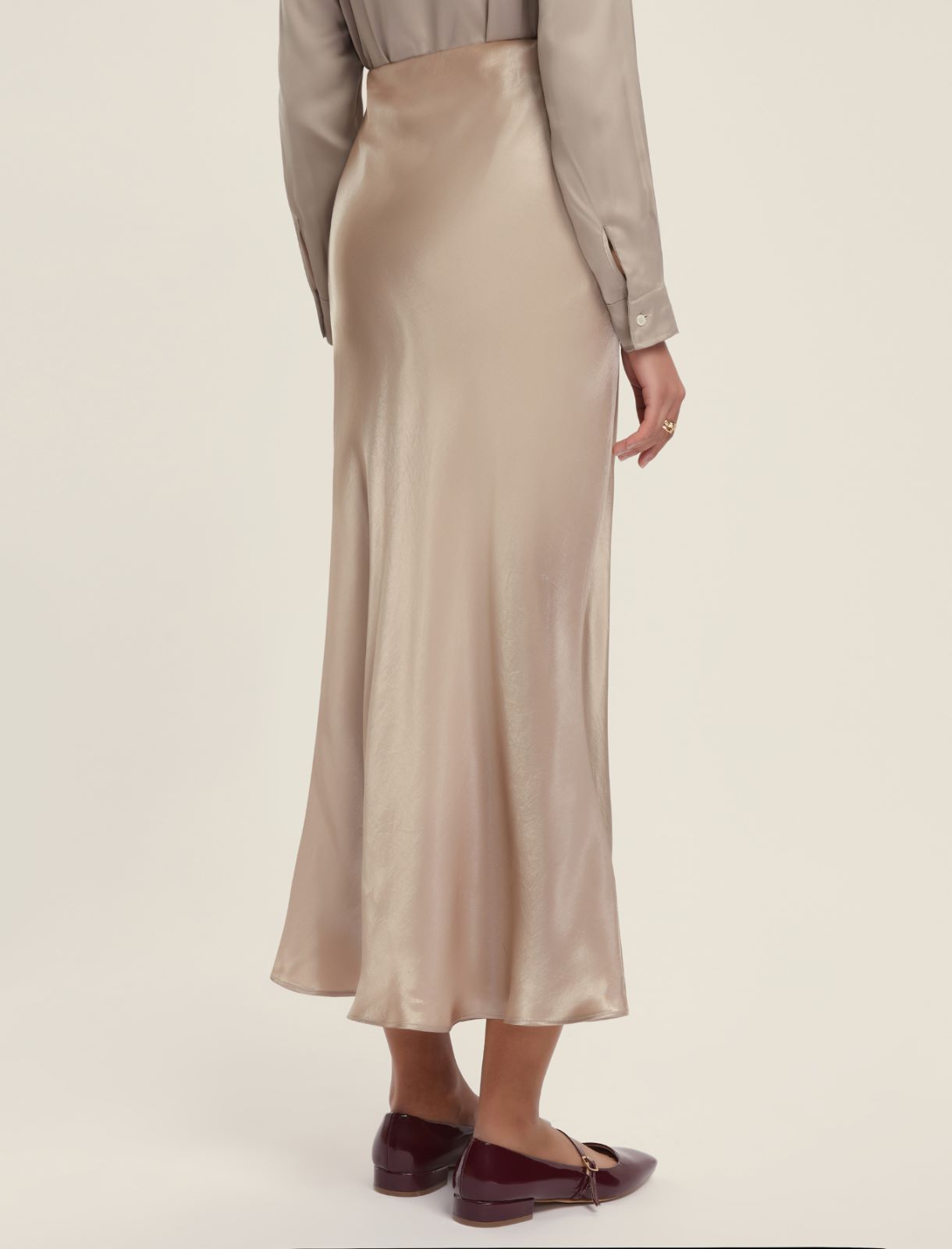 Gonna in raso crinkle - BEIGE - Emme - 2