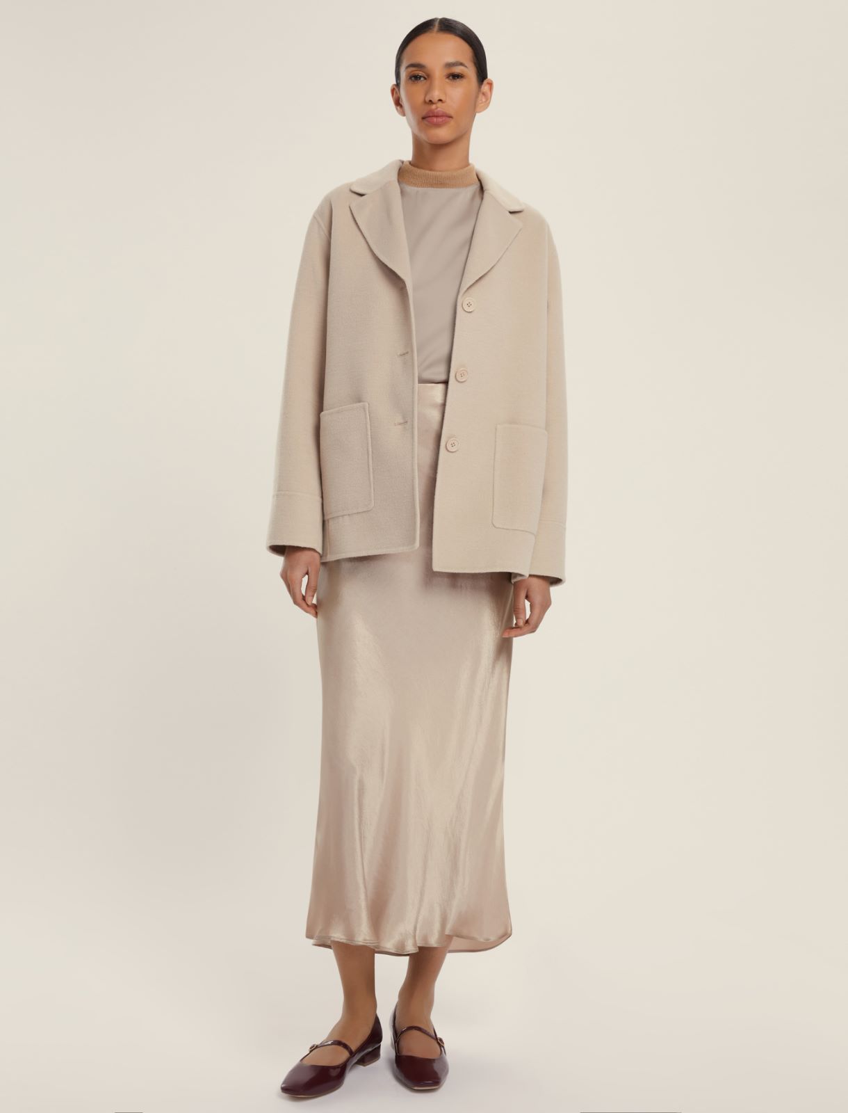 Gonna in raso crinkle - BEIGE - Emme