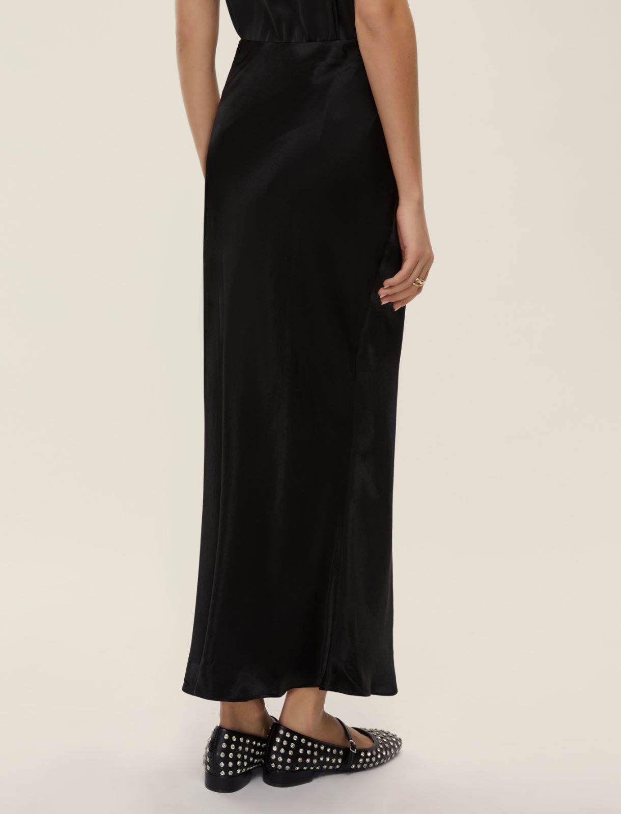 Gonna in raso crinkle - NERO - Emme - 2