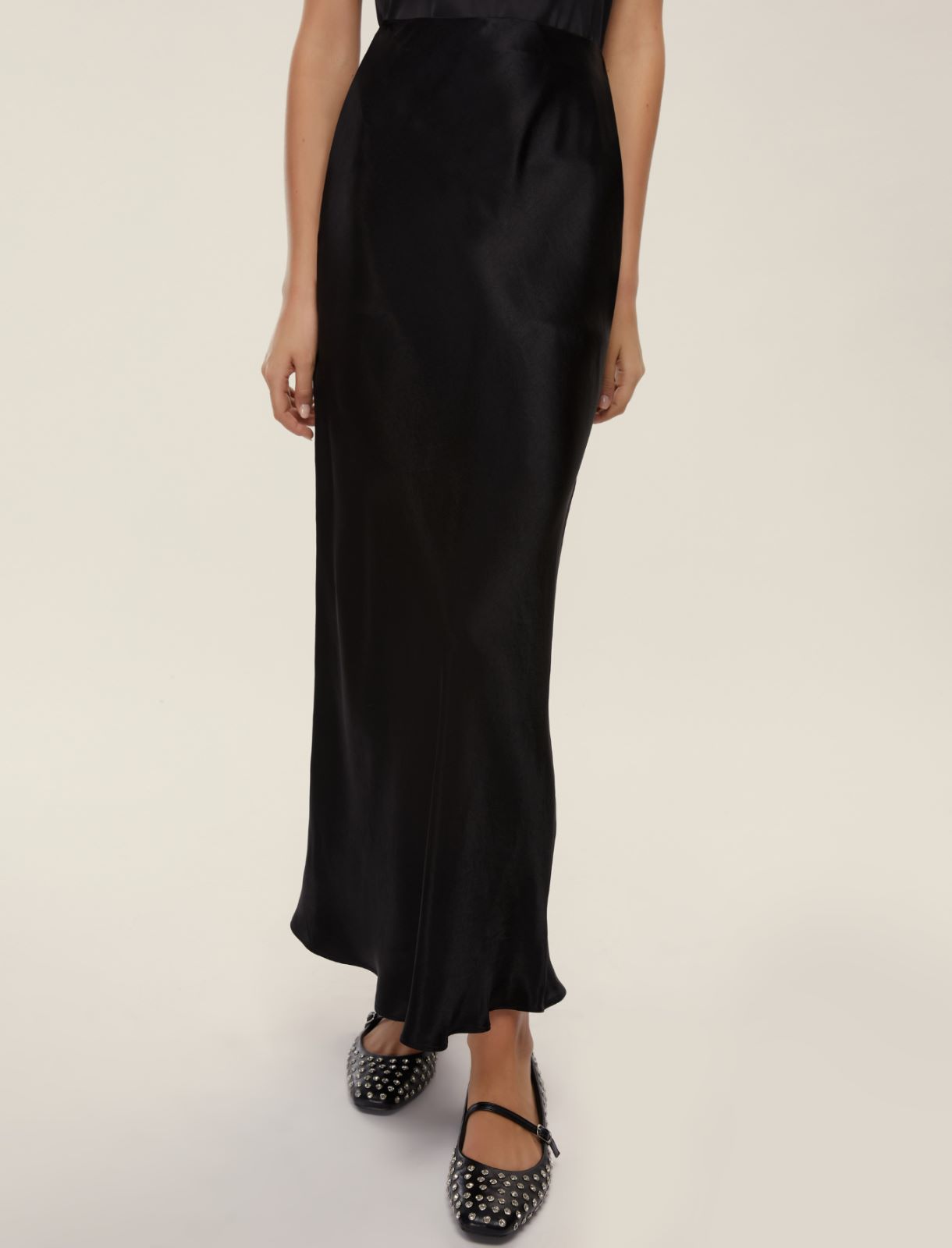 Gonna in raso crinkle - NERO - Emme - 4