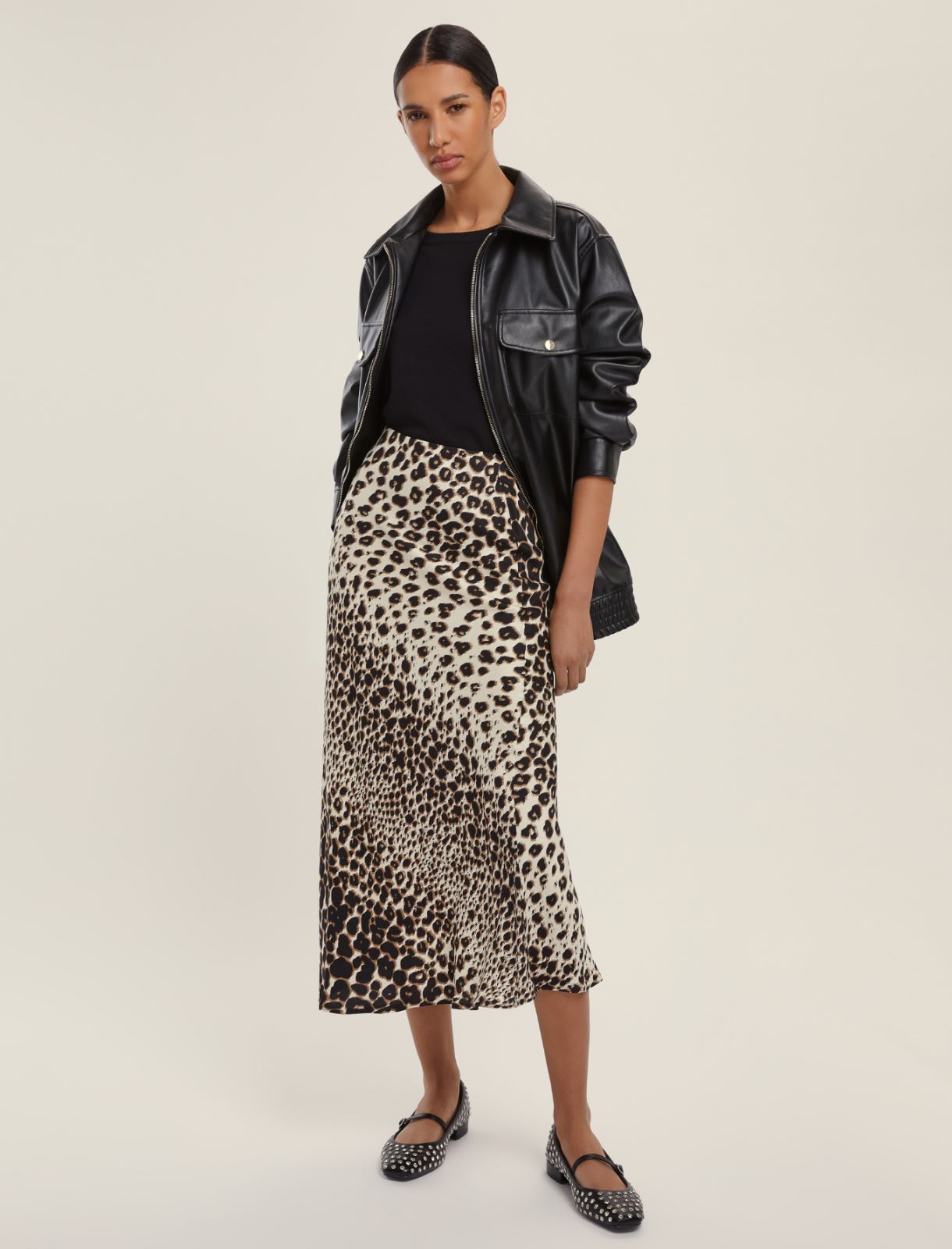 Gonna in twill di viscosa - CAMMELLO - Emme