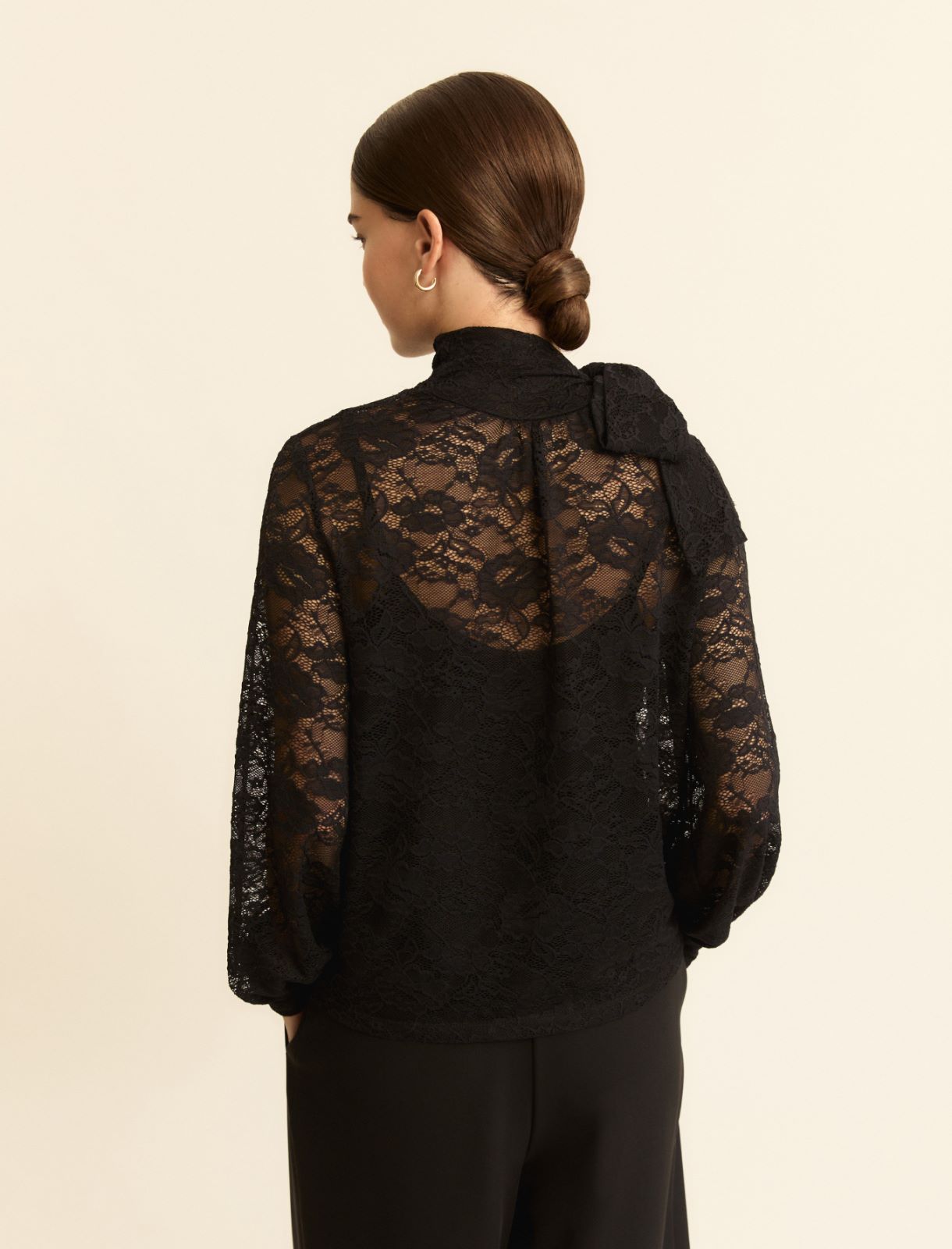 Stretch lace blouse - BLACK - Emme - 2