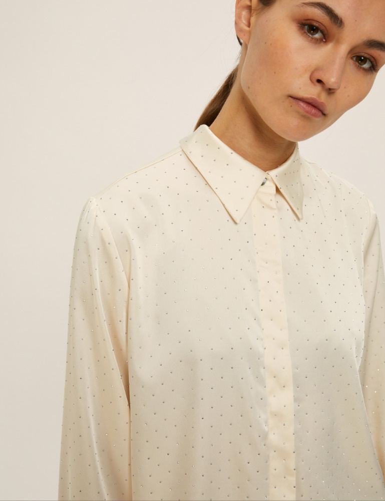 Rhinestone satin shirt - Emme - 4