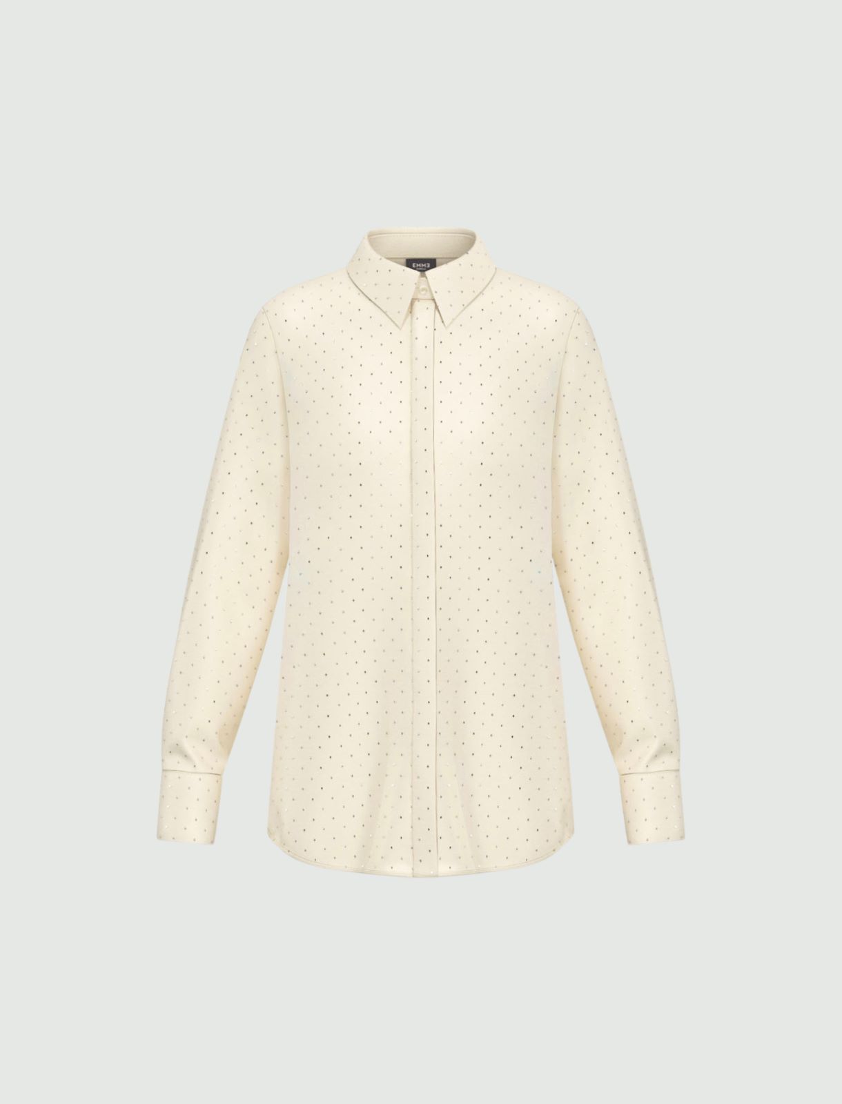 Rhinestone satin shirt - CREAM - Emme - 5