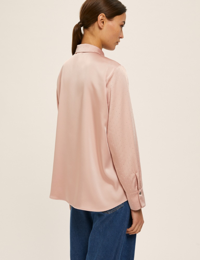 Rhinestone satin shirt - Emme - 3
