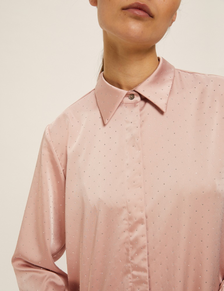 Rhinestone satin shirt - Emme - 4