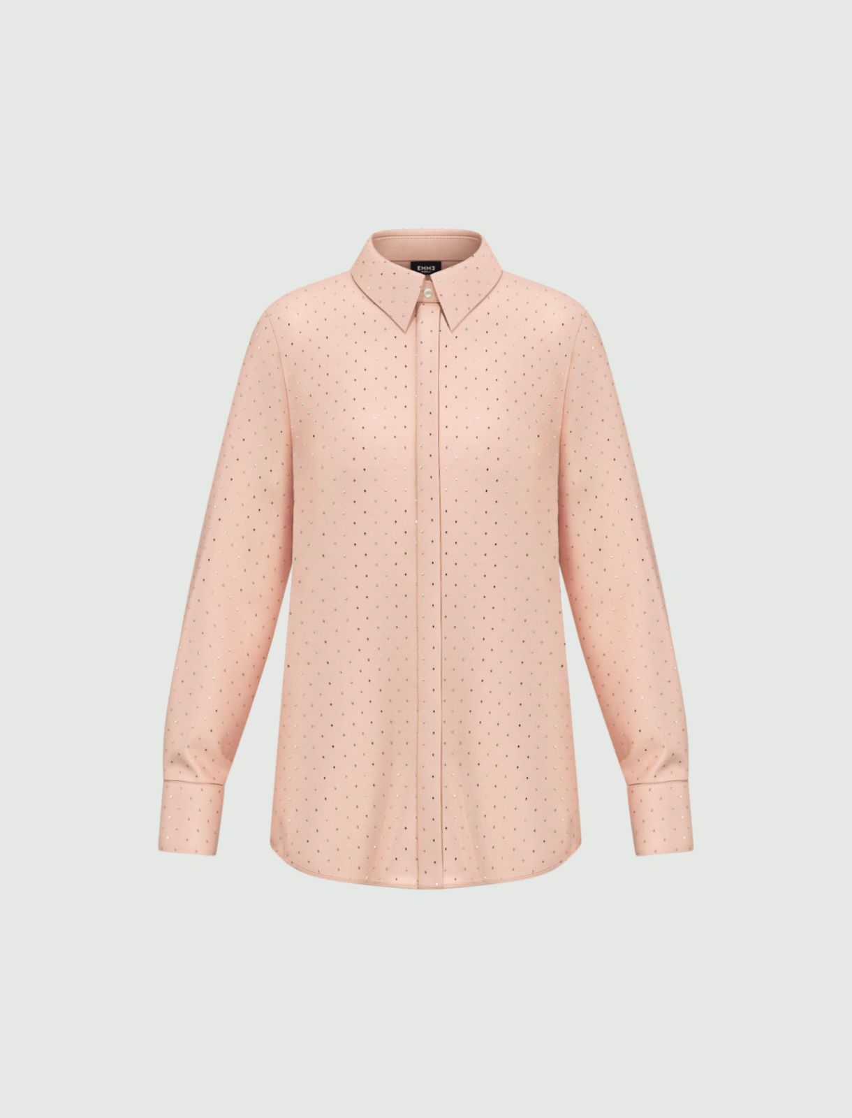 Rhinestone satin shirt - POWDER - Emme - 5