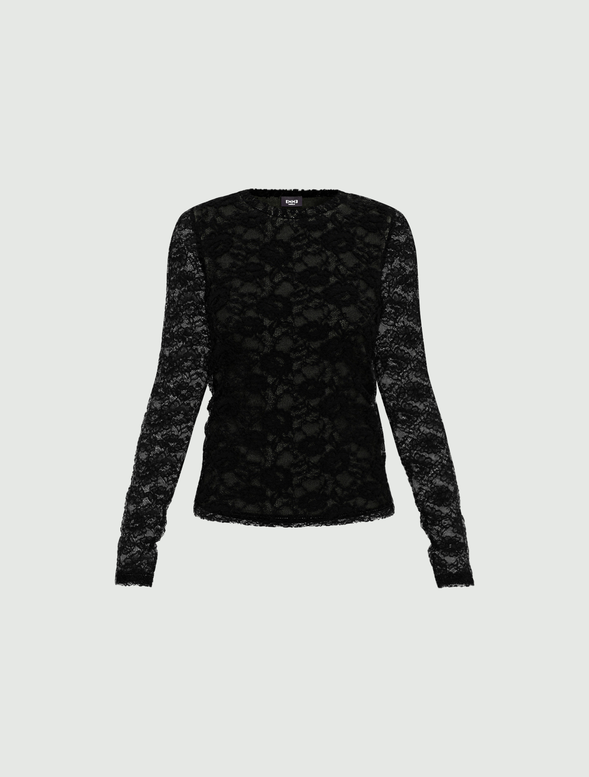 Stretch lace T-shirt - BLACK - Emme - 4