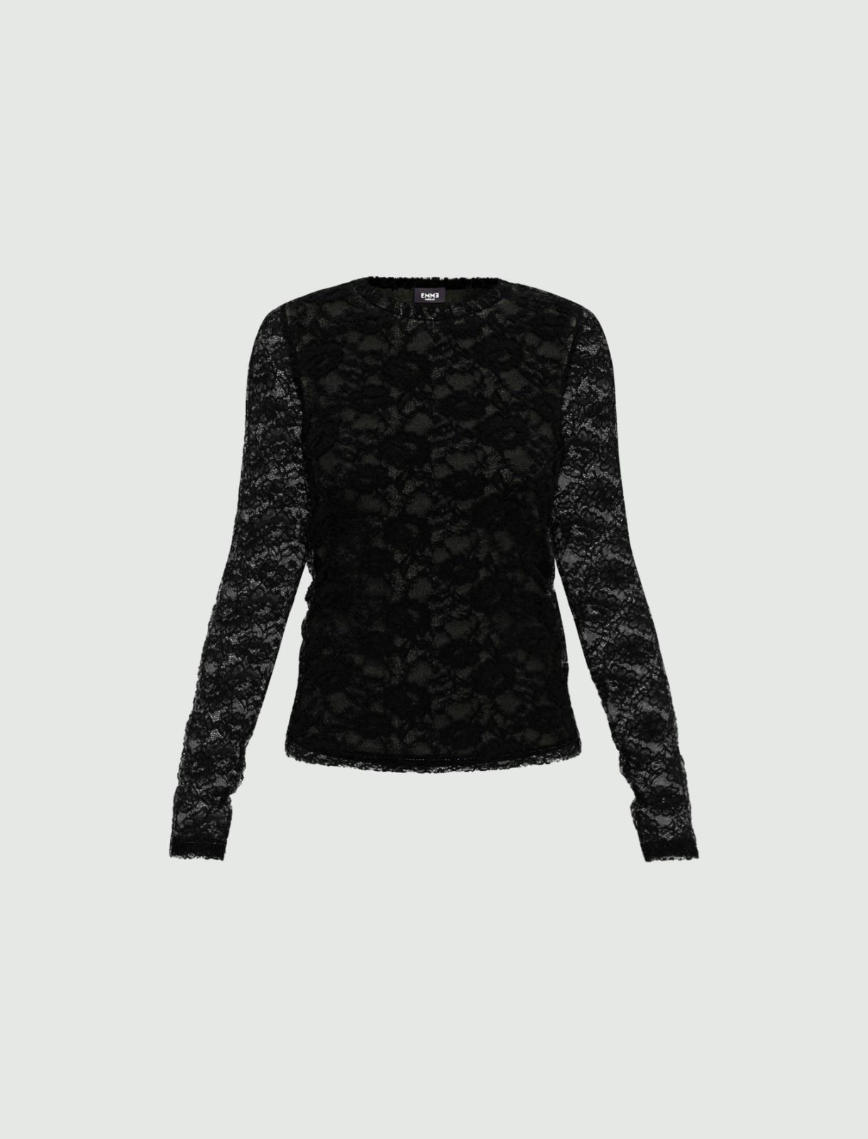 Stretch lace T-shirt - BLACK - Emme - 4