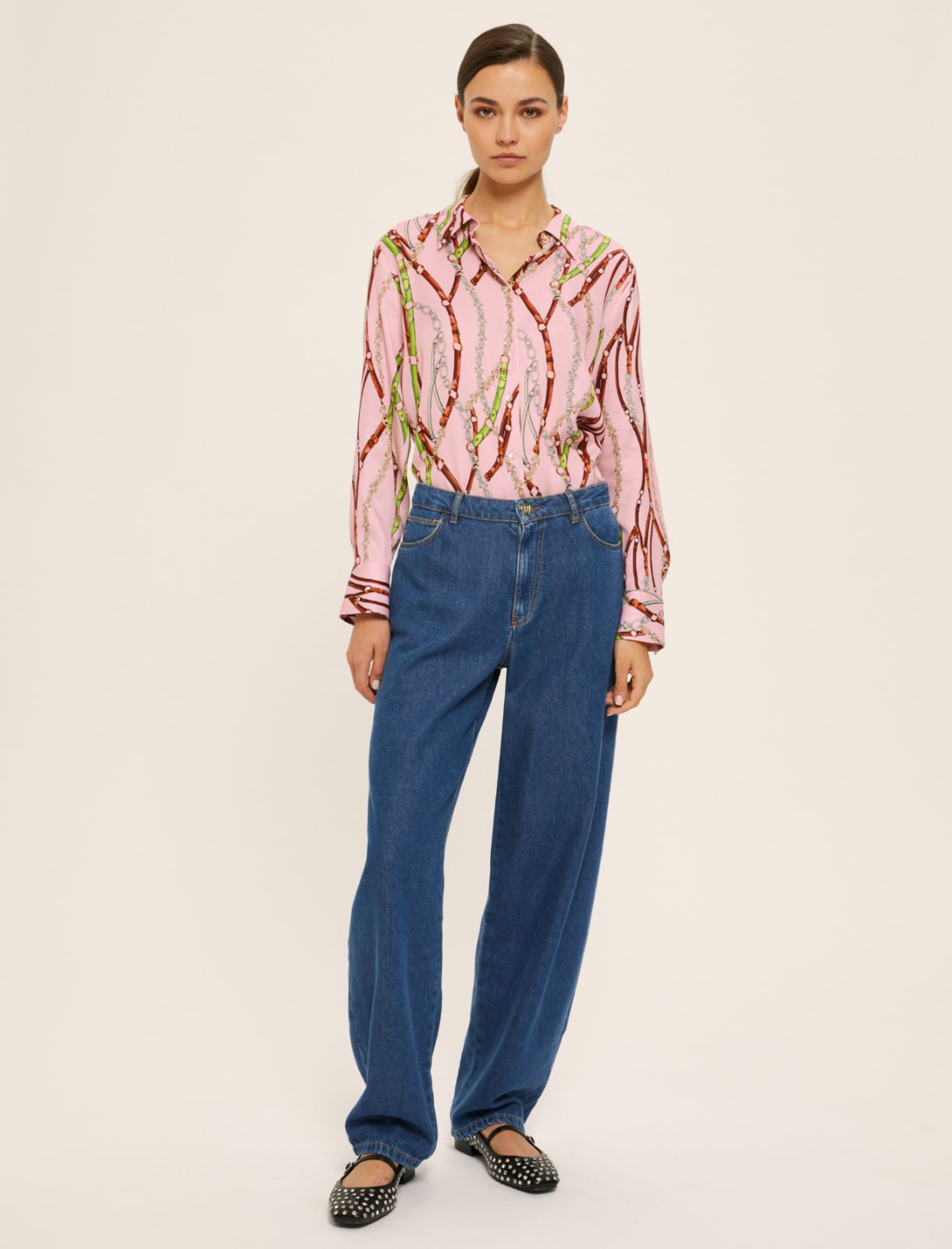 Printed viscose twill shirt - PINK - Emme