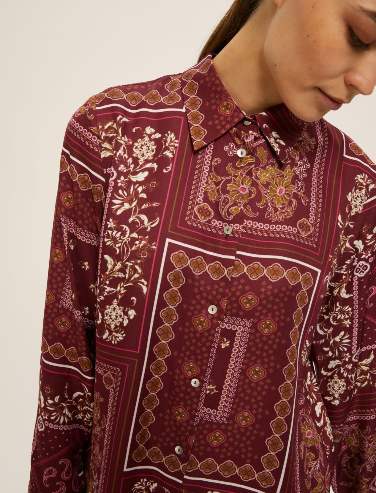 Printed viscose twill shirt - BORDEAUX - Emme - 4