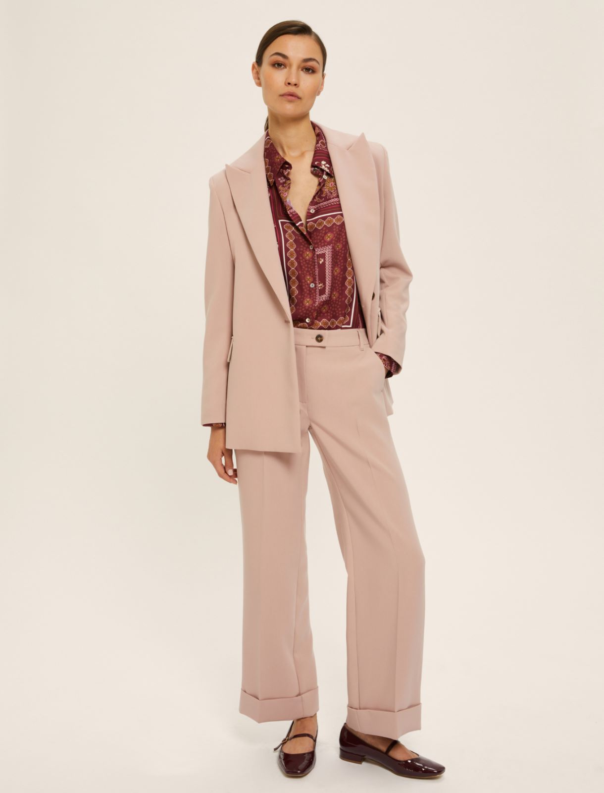 Printed viscose twill shirt - BORDEAUX - Emme