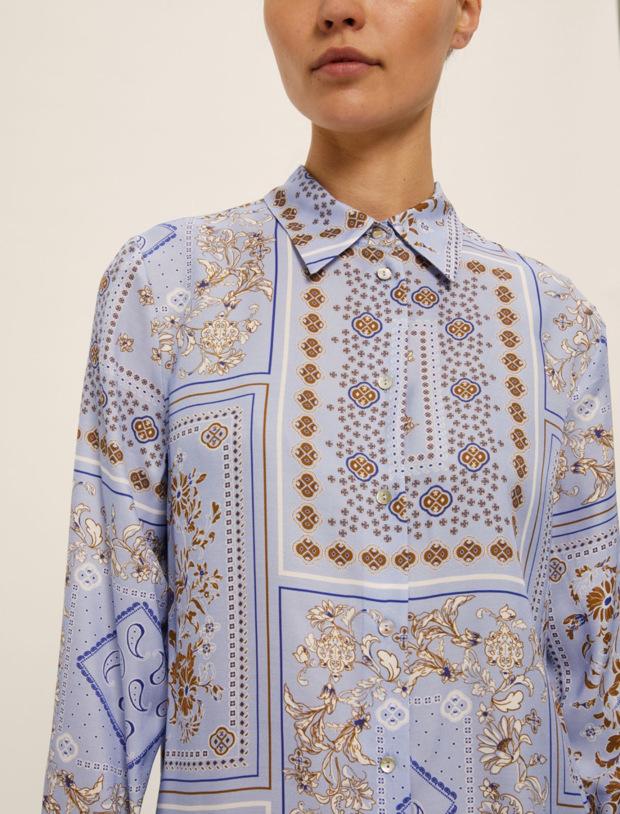 Printed viscose twill shirt - LIGHT BLUE - Emme - 4
