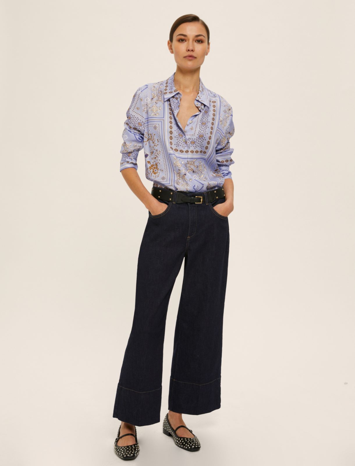 Printed viscose twill shirt - LIGHT BLUE - Emme