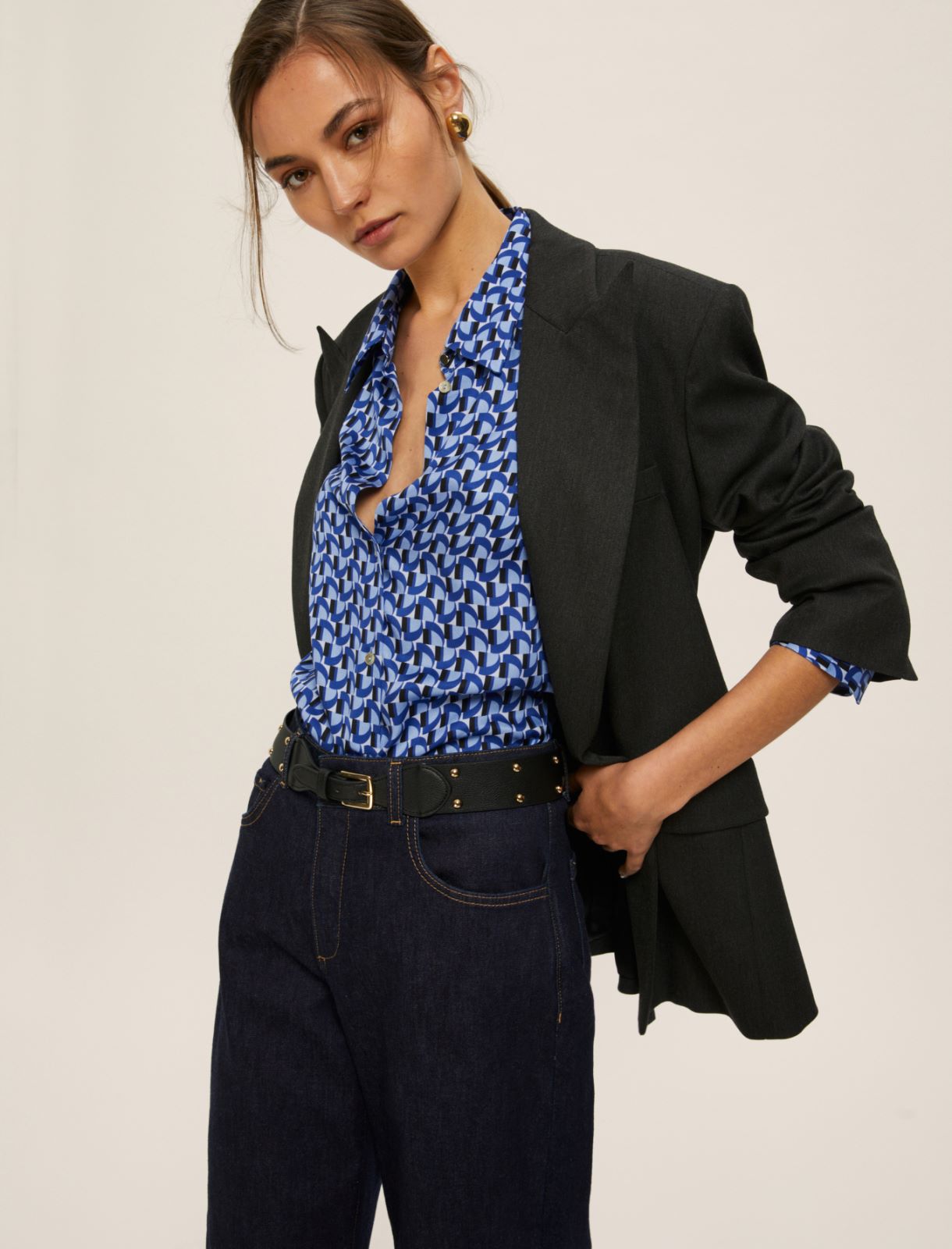 Printed viscose twill shirt - NAVY - Emme - 3