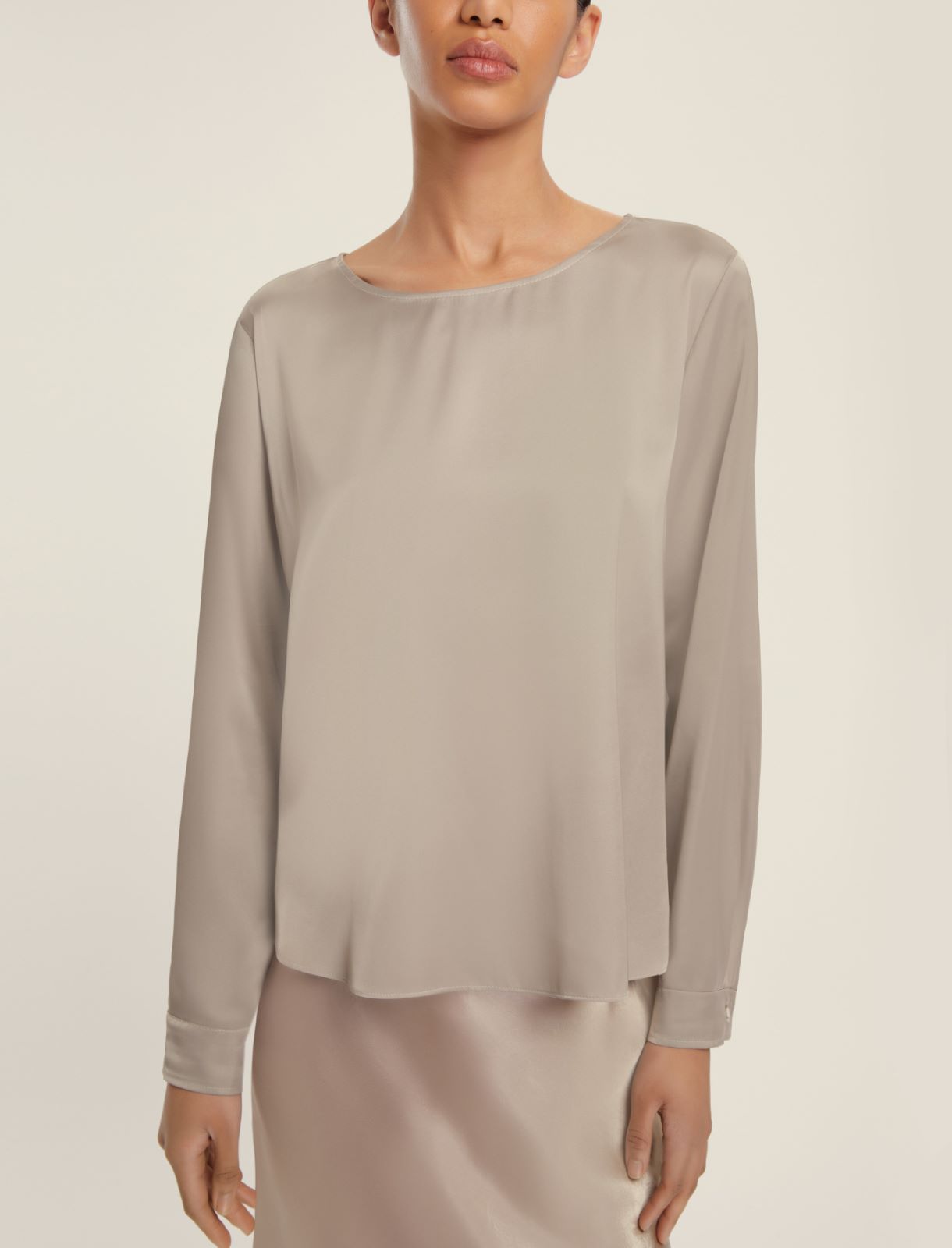 Stretch satin blouse - SAND - Emme - 4