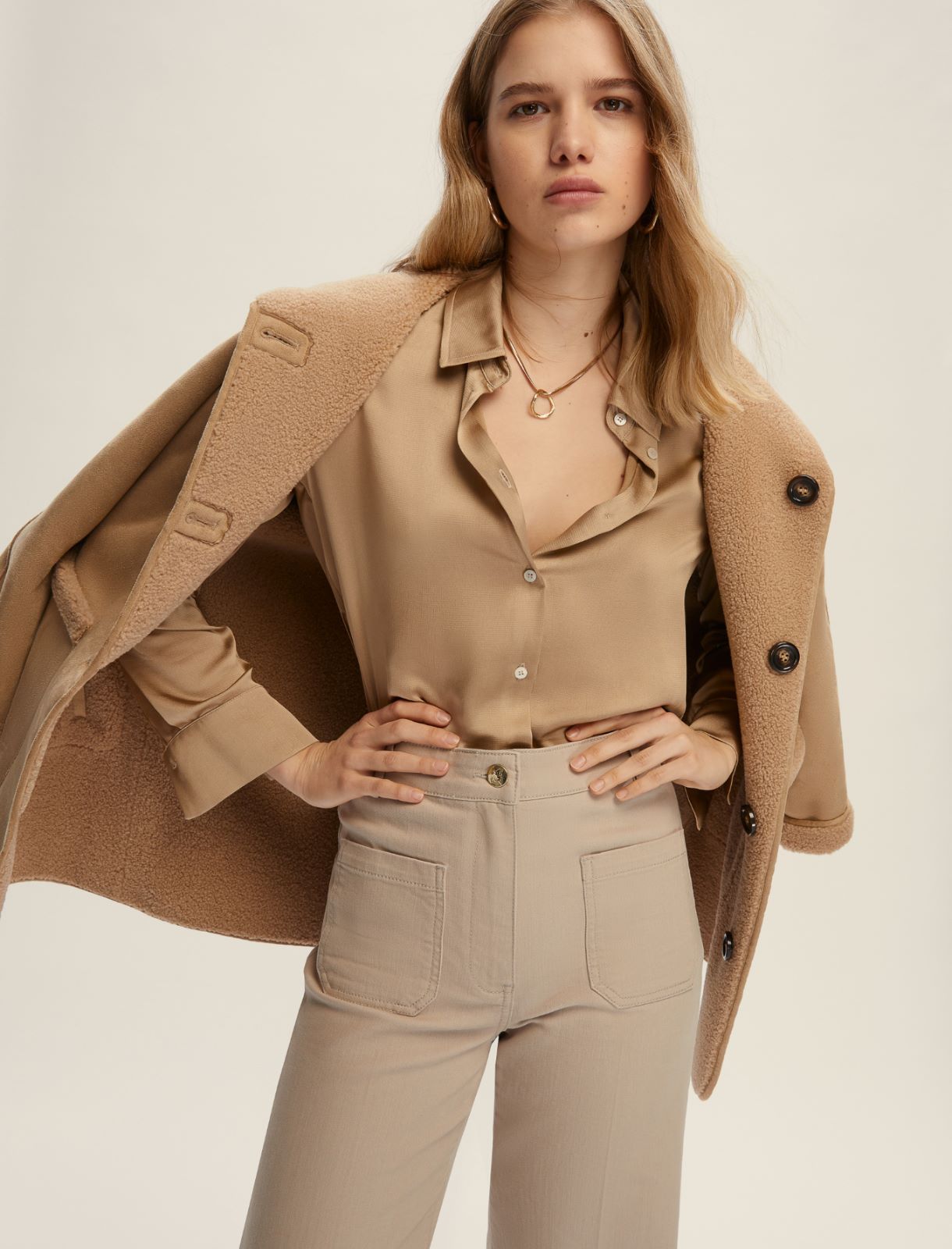 Hammered satin shirt - HONEY - Emme - 3