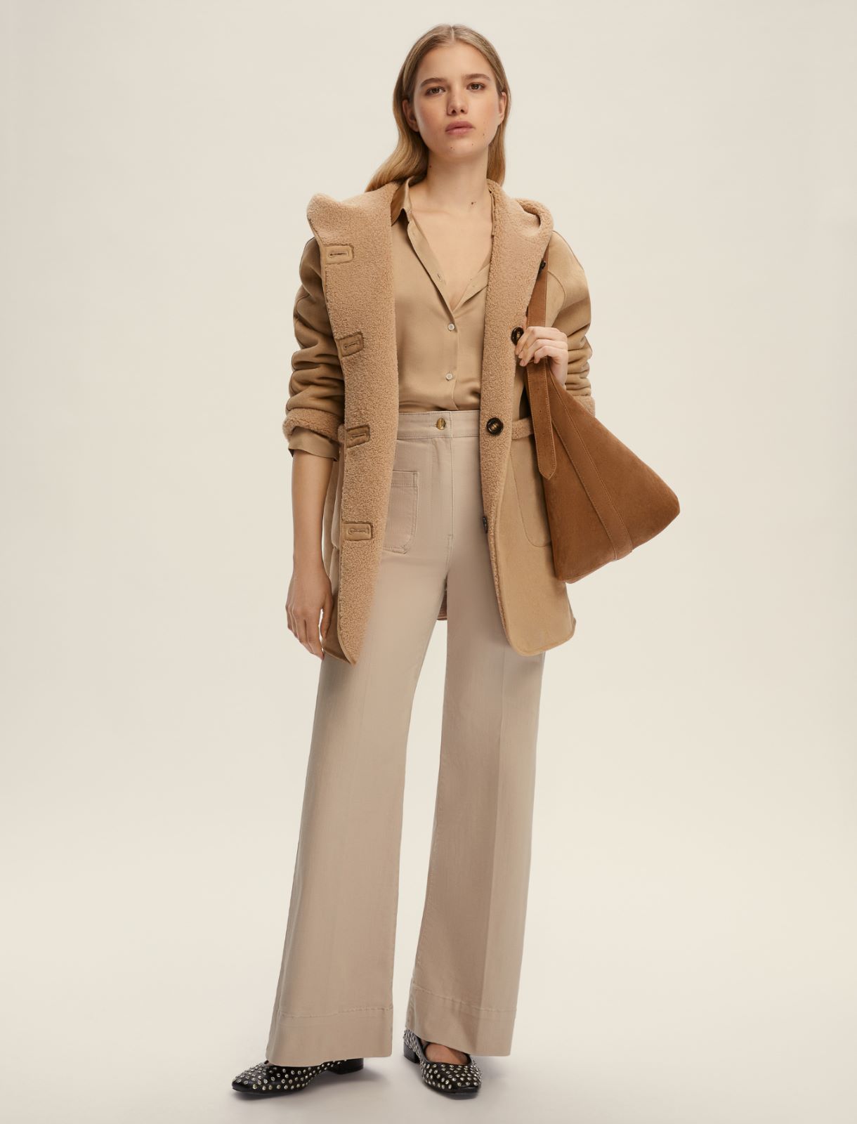 Hammered satin shirt - HONEY - Emme