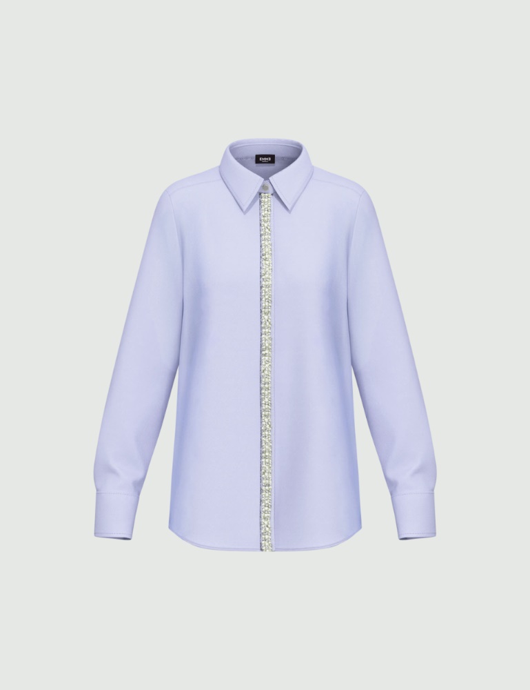 Poplin shirt with pearl and rhinestone detail - Emme - 5