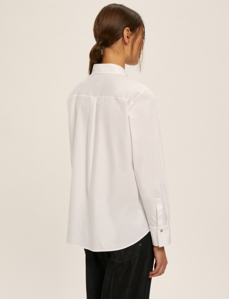 Poplin shirt with pearl and rhinestone detail - Emme - 3