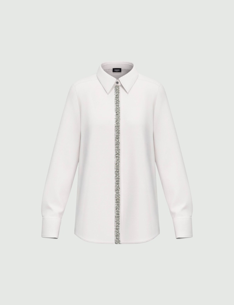 Poplin shirt with pearl and rhinestone detail - Emme - 5