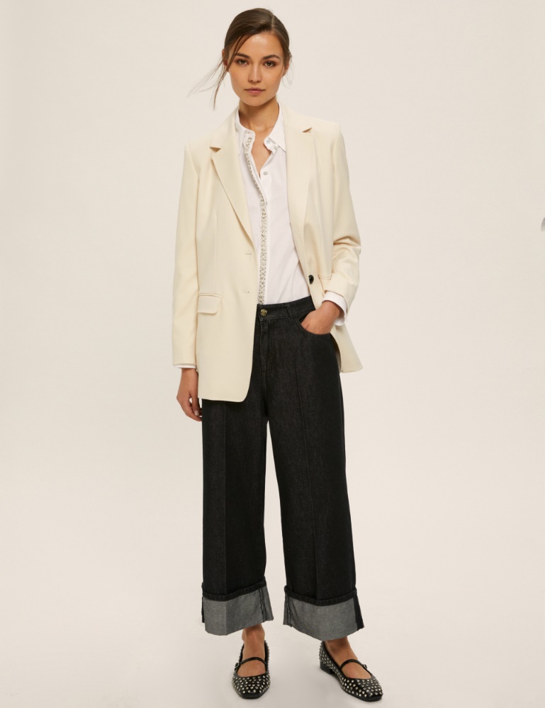Poplin shirt with pearl and rhinestone detail - Emme - 2