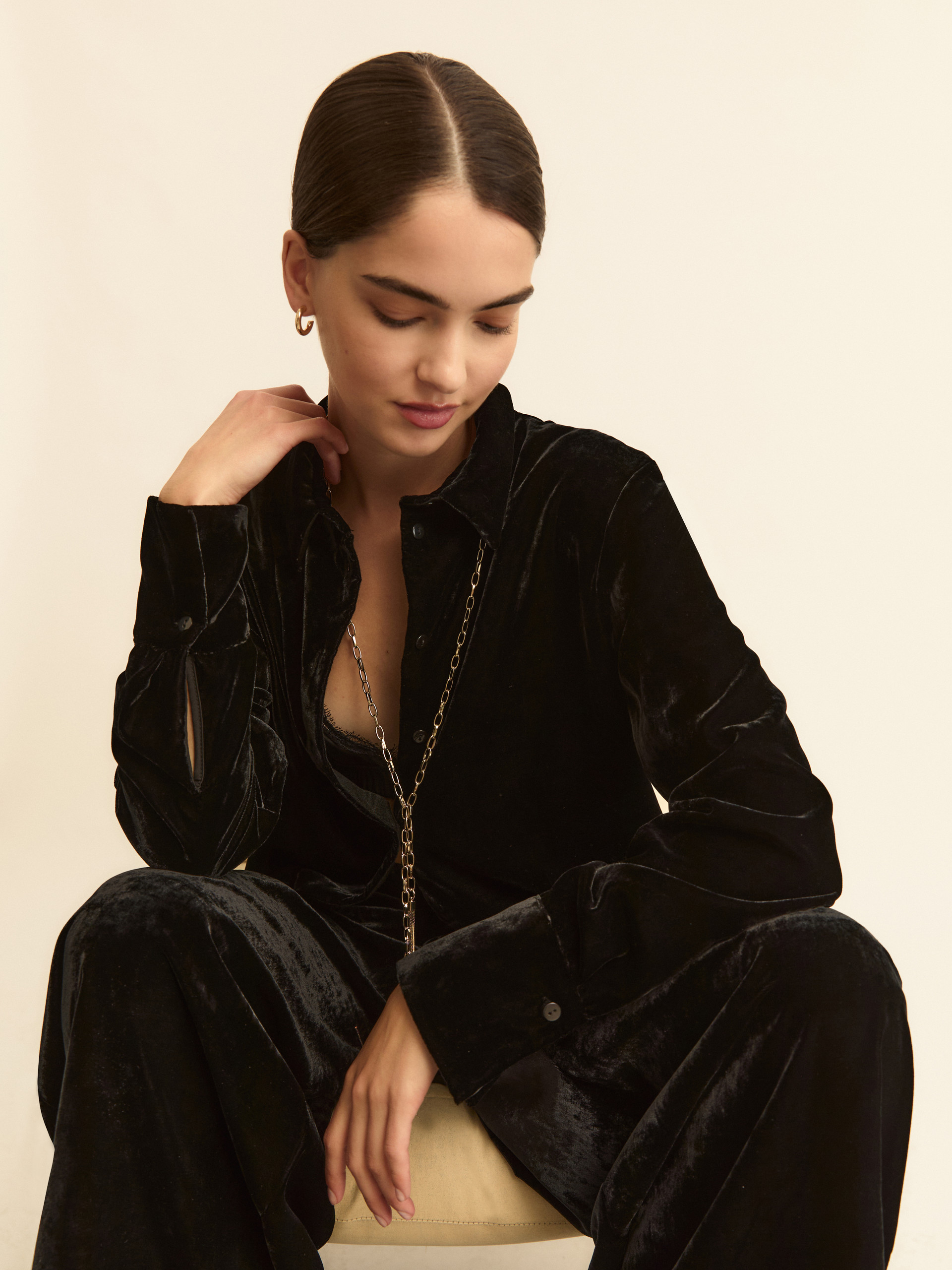 Velvet shirt - BLACK - Emme - 1