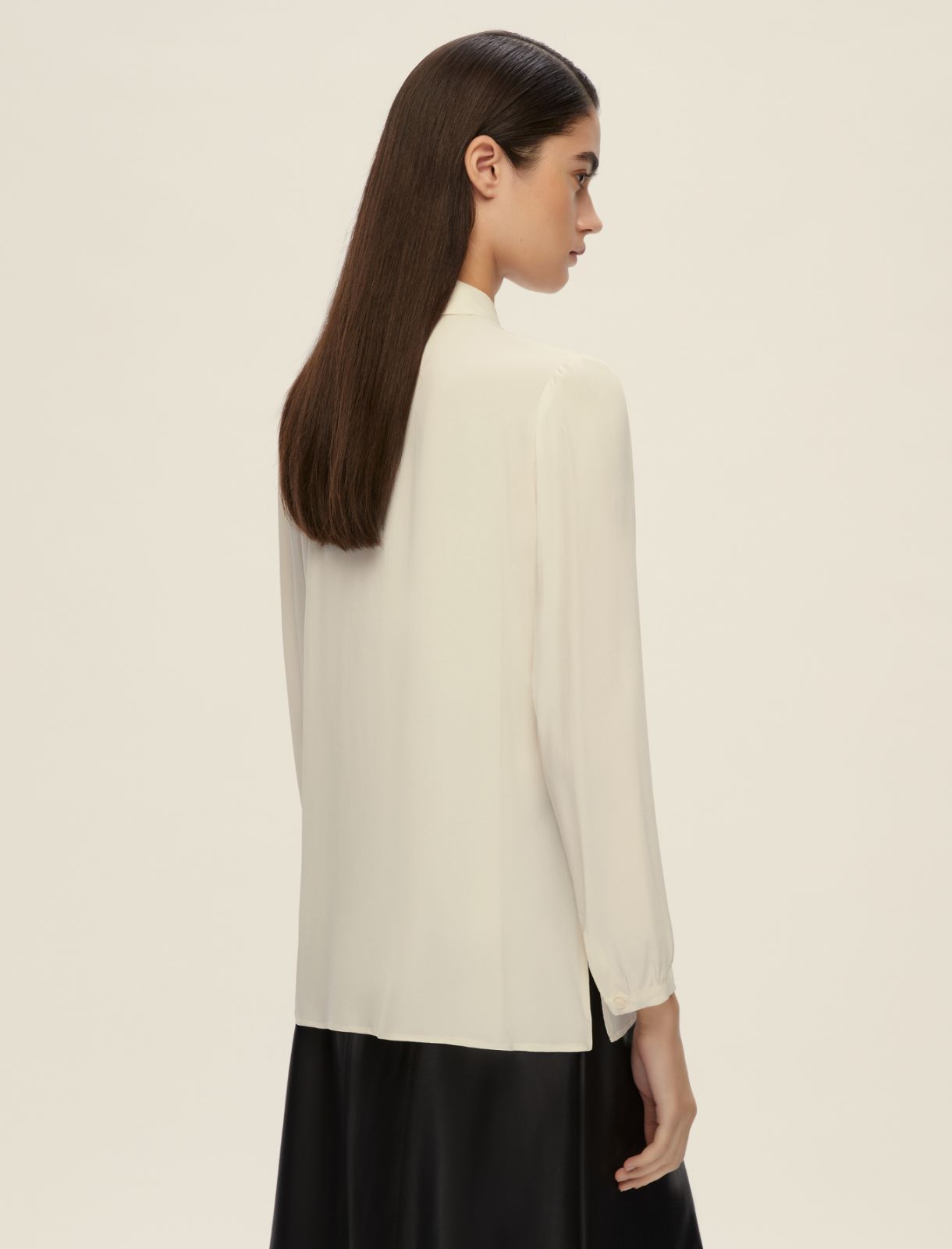 Camicia semiaderente in misto seta - BIANCO LANA - Emme - 2