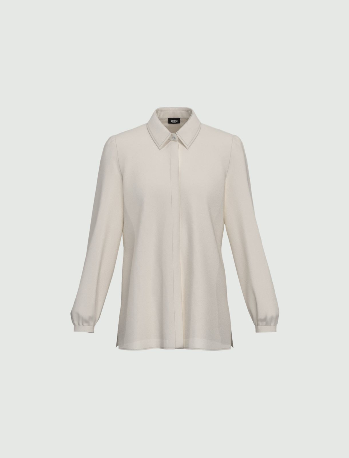 Camicia semiaderente in misto seta - BIANCO LANA - Emme - 5