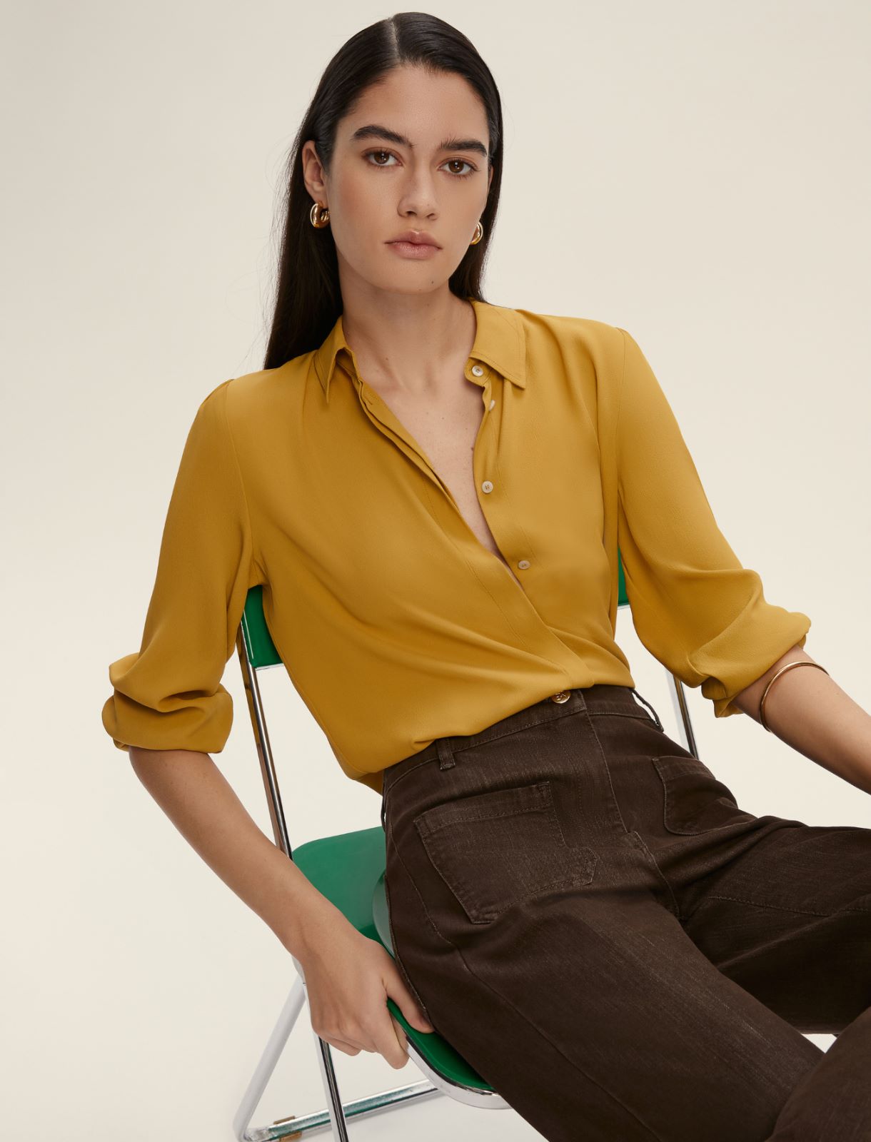 Camicia semiaderente in misto seta - SENAPE - Emme - 3