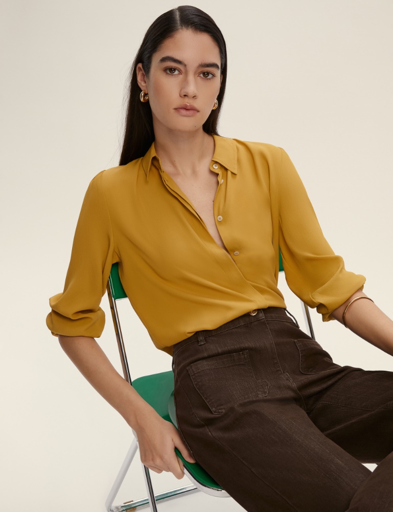 Semi-fitted silk-blend shirt - Emme