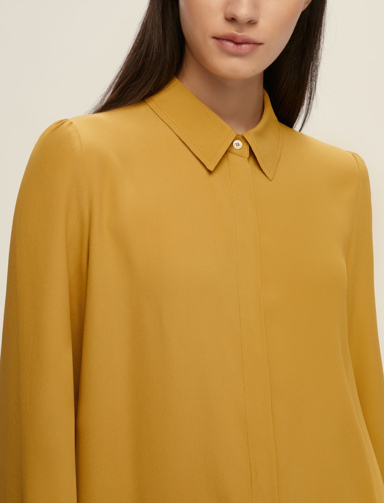 Camicia semiaderente in misto seta - SENAPE - Emme - 4