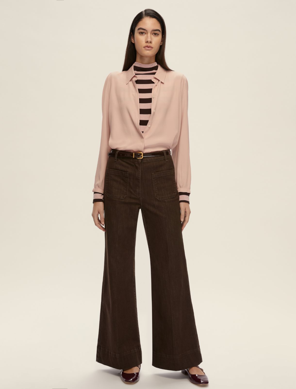 Camicia semiaderente in misto seta - ROSA - Emme