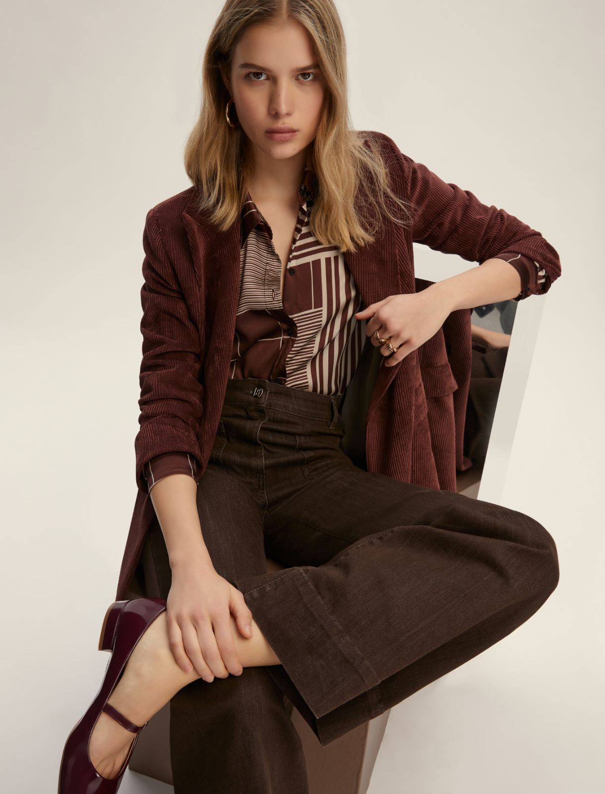 Camicia semi aderente in twill - BORDEAUX - Emme - 3