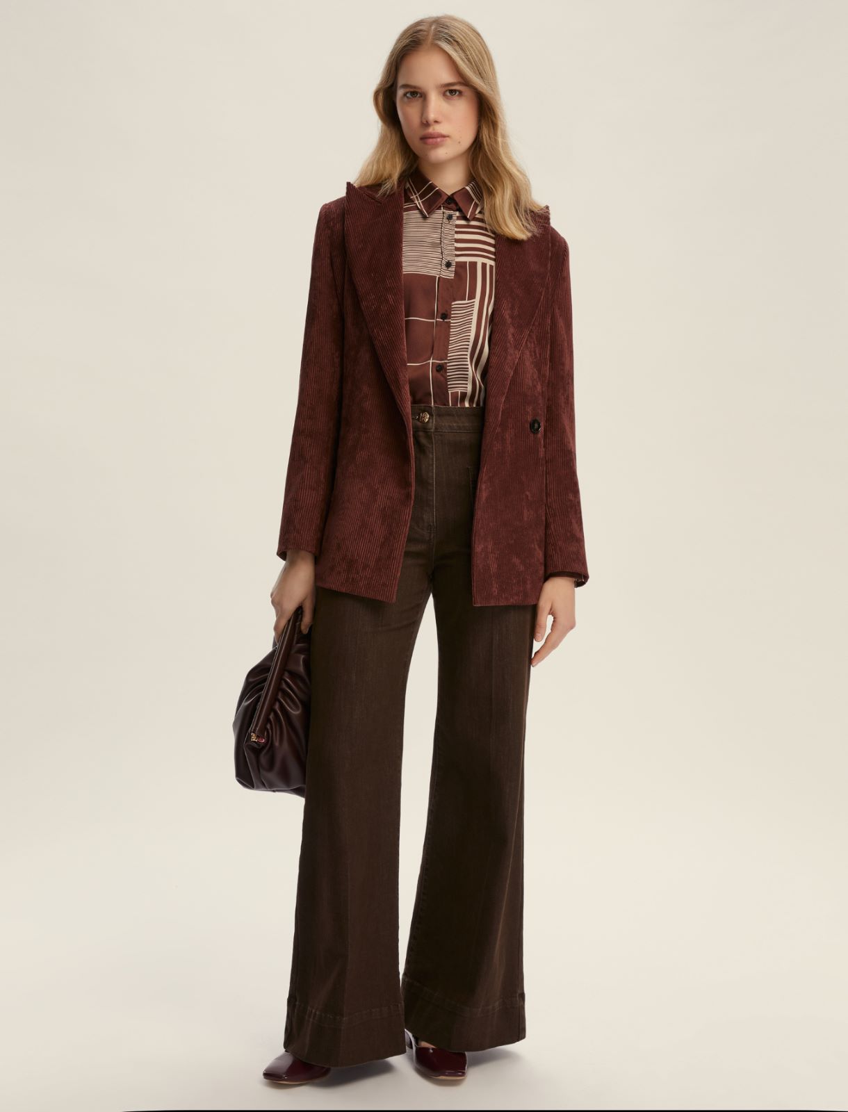 Camicia semi aderente in twill - BORDEAUX - Emme